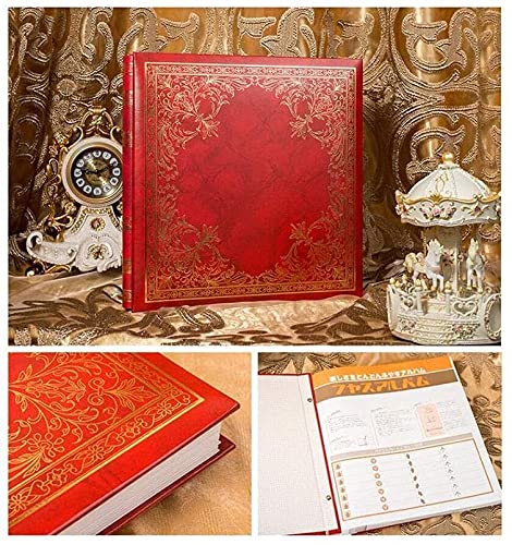 Album Fotografico 30 Fogli / 60 Pagine Album Fai-da-Te con plastificazione autoadesiva, Adatto per Matrimonio, Famiglia, Viaggi, Regalo di Laurea(Color:Red)