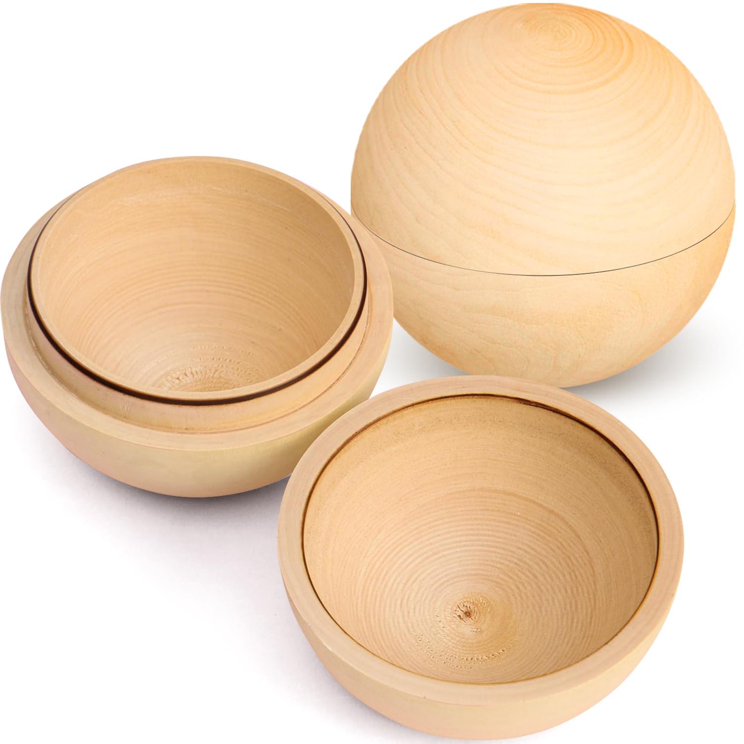 QUARKZMAN 10 stuks halve houten ronde ronde kralen, 50 mm, onafgewerkte ballen, ronde kralen van natuurlijk hout voor kunsthandwerk, versieringen en festivals
