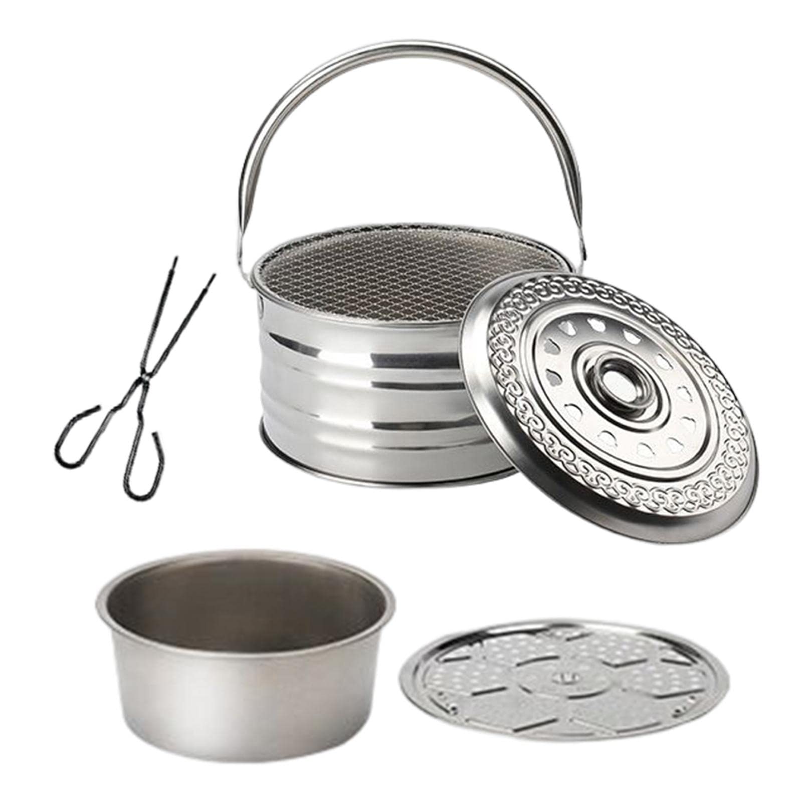 Outdoor Fire Pit Stove Deck Yard Patio BBQ Grill Fire Bowl Wood Burning with Tongs and Mesh-image-22