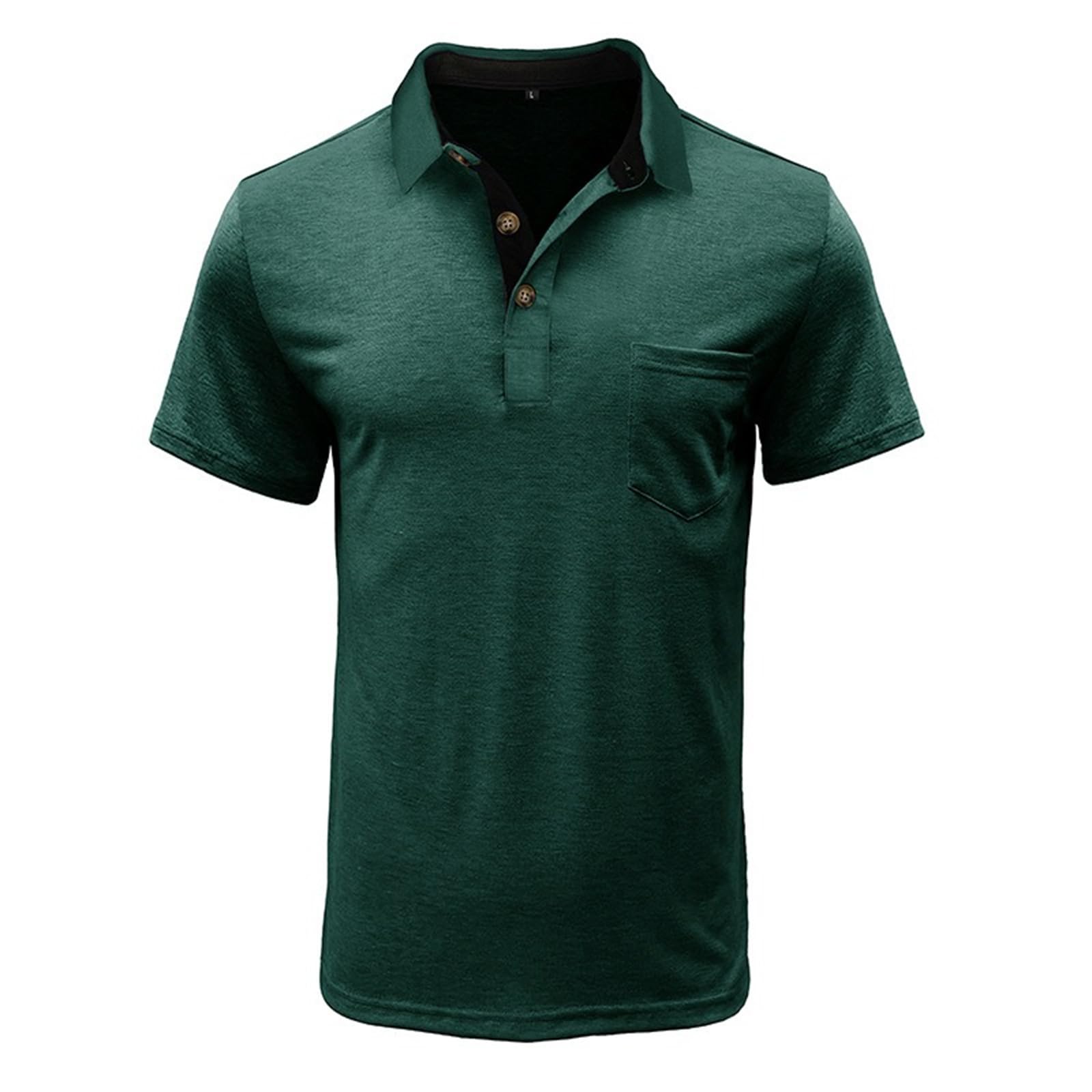 NJNJGO Herren-Poloshirt – kurzärmelig, 3-Knopf-Kragen, normale Passform, klassisches, solides T-Shirt mit Tasche