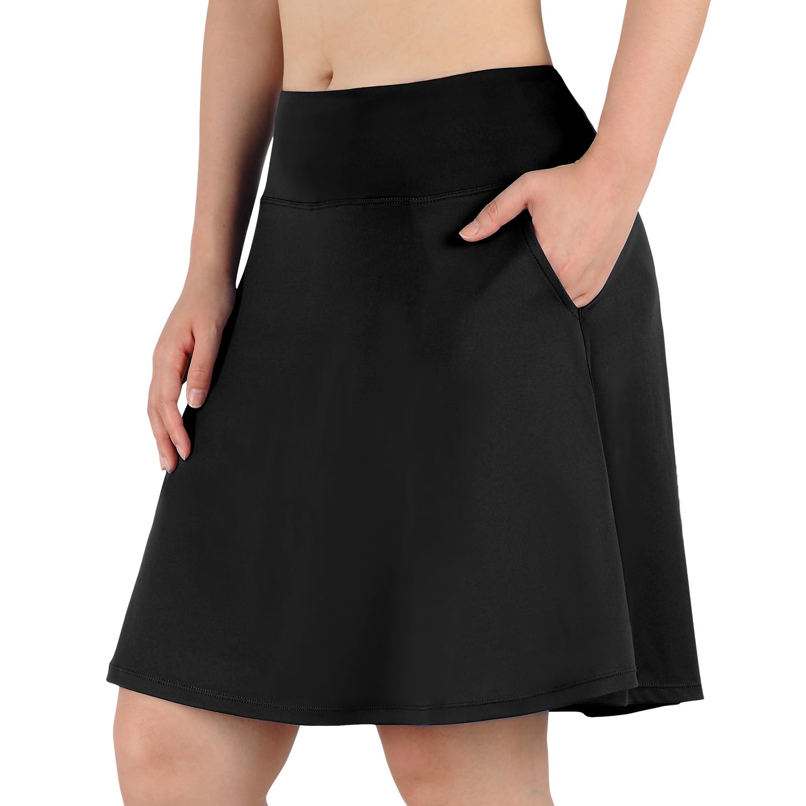 Turnhier Falda pantalón para mujer, longitud hasta la rodilla, de 20 pulgadas, casual, atlética, para tenis, golf, con bolsillos