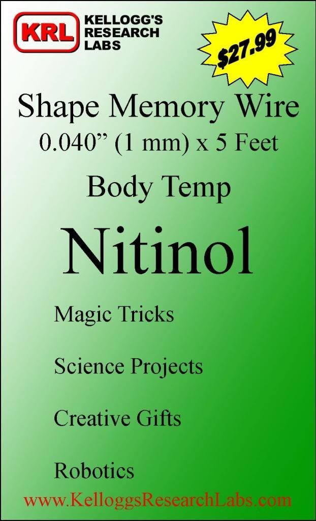 Shape Memory Nitinol Wire - 5 Feet -1 Shape Memory Nitinol Wire - 5 Feet -1