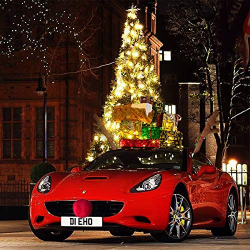 Car Christmas Reindeer Antler Decorations, Vehicle Christmas Car Decor Kit with Jingle Bells Rudolph Reindeer and Red Nose, Auto Accessories Decoration Kit Best for Car SUV Van Truck, Xmas Gift Set - Thumbnail 6