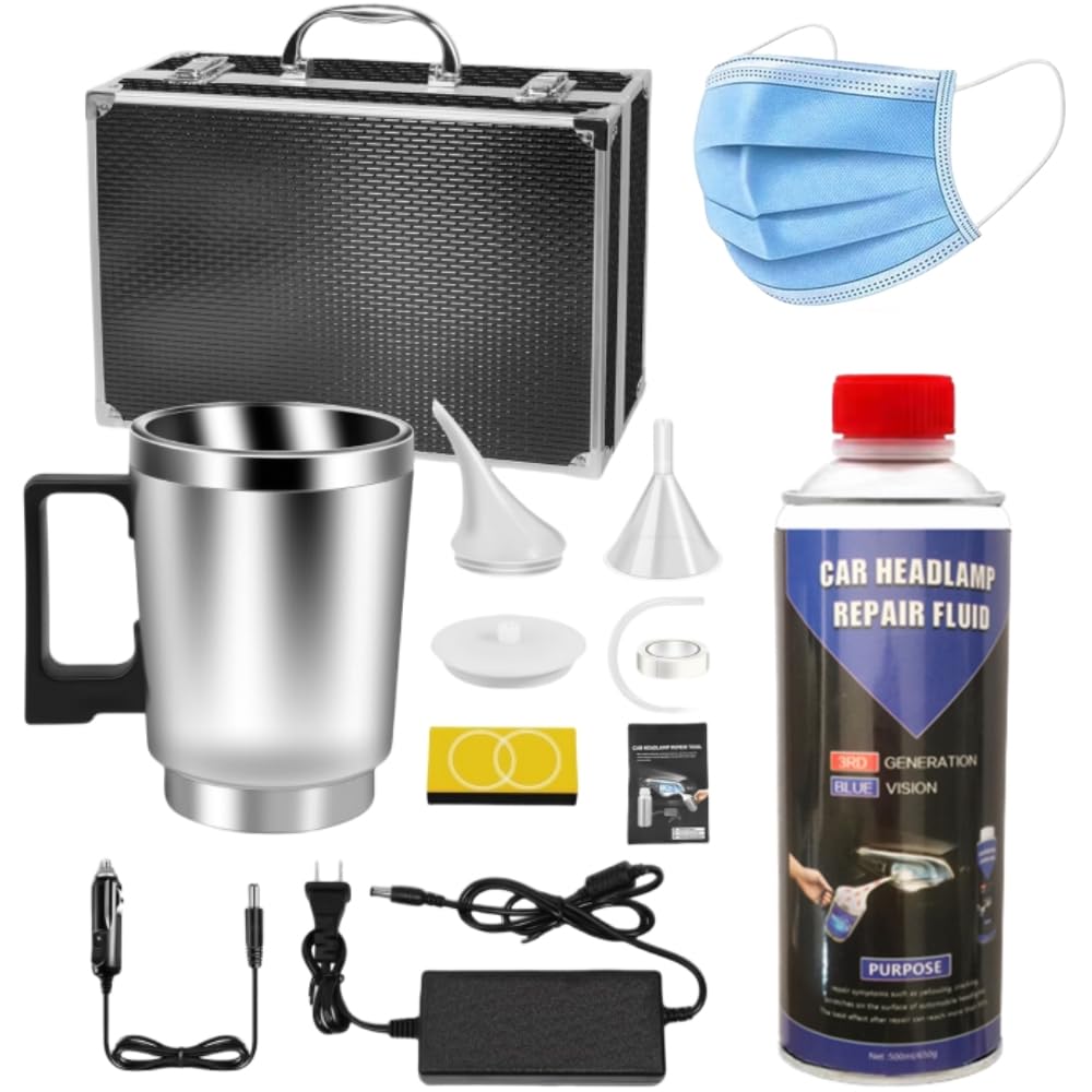 Scheinwerfer Aufbereitung Set Mit Tragetasche, Das Komplette Scheinwerfer Polierset, Scheinwerfer Bedampfen Set FüR Vergilbungen, Kratzer, UnschäRfen