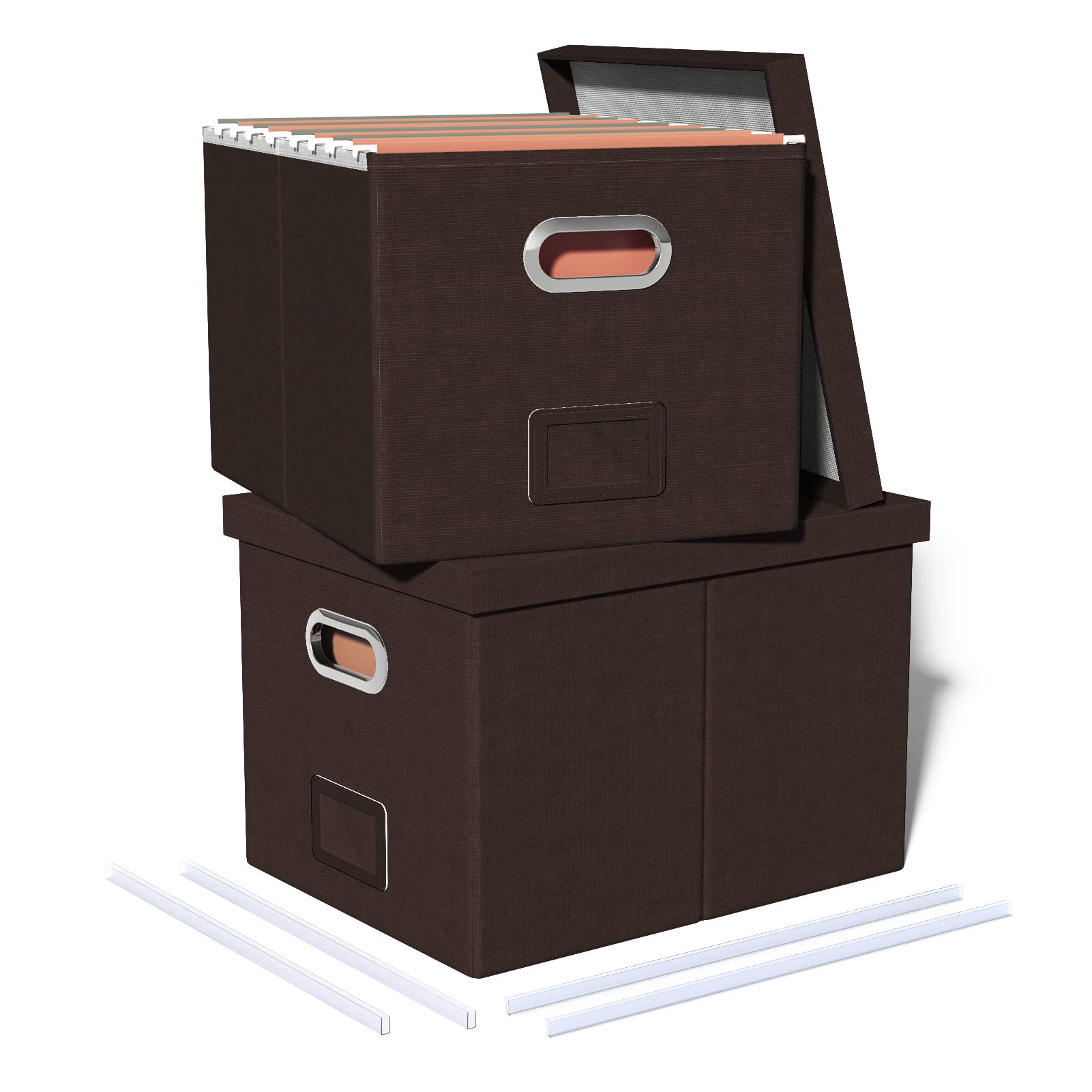 Oterri Rolling File Box(Dark Brown 2 pack)
