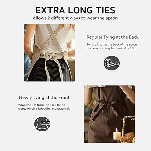 Miniatura 5 de Delantal vegetal, ingredientes de cocina de dibujos animados, diseño de hongos y chile, con 2 bolsillos y correas ajustables para el hombro,