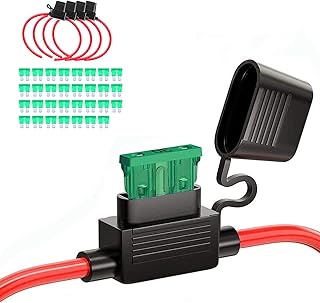 Jawmoy 5 PCS 12 AWG Inline Fuse Holder ATO/ATC Inline Fuse Holder Waterproof with 30 Amp Medium Blade Fuse (Black)