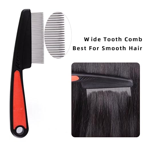 Miniatura 5 de Peine de 2 piezas para caspa, peine de dientes finos de acero inoxidable para eliminación de caspa, peines de dientes anchos, herramienta