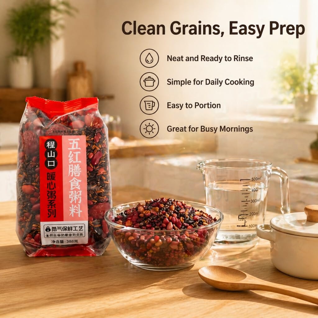 Miscela Di Porridge Misto Ai Cinque Cereali Rossi, Confezione Da 2, 388 G Ciascuno - Multicereali Ricchi Nutrienti For Colazione E Benessere, Facile Cucinare, Richiudibile