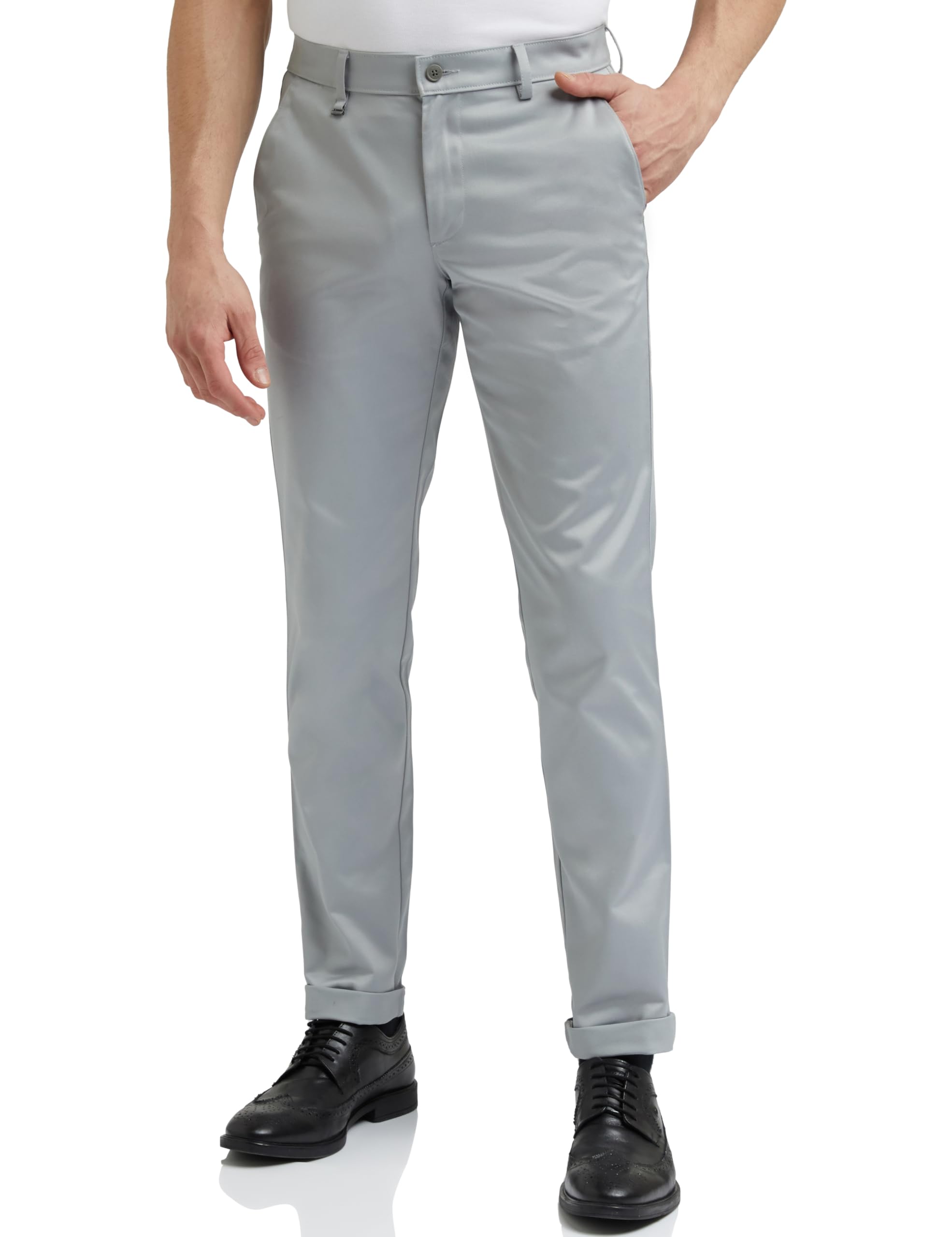 Men's Regular Fit Mid Rise Textured Cotton Formal Trouser