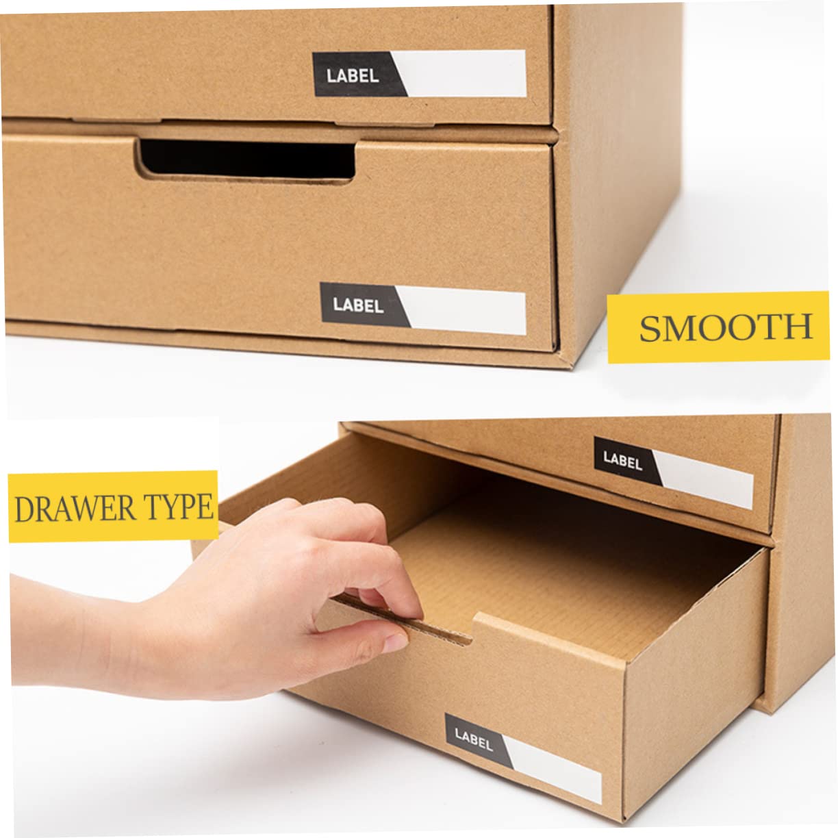 Angoily Organizer da Scrivania in Carta Cassetti Scorrevoli Multipli Beige, Porta Documenti e Cancelleria per Ufficio e Scuola, per Scrivania Desktop