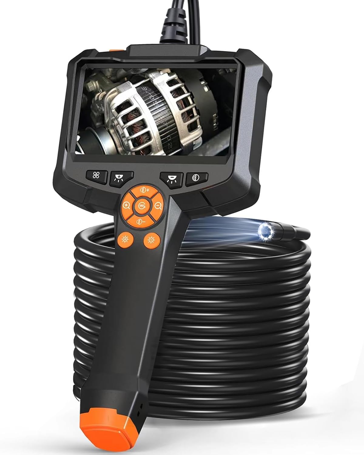 Endoskopkamera mit Licht, AOPICK 4.3" IPS Bildschirm Endoskop mit 10M Halbstarres Kabel, 8mm IP67 wasserdichte Industrielles Inspektionskamera, 1080P HD Rohrkamera mit 8 einstellbaren LEDs