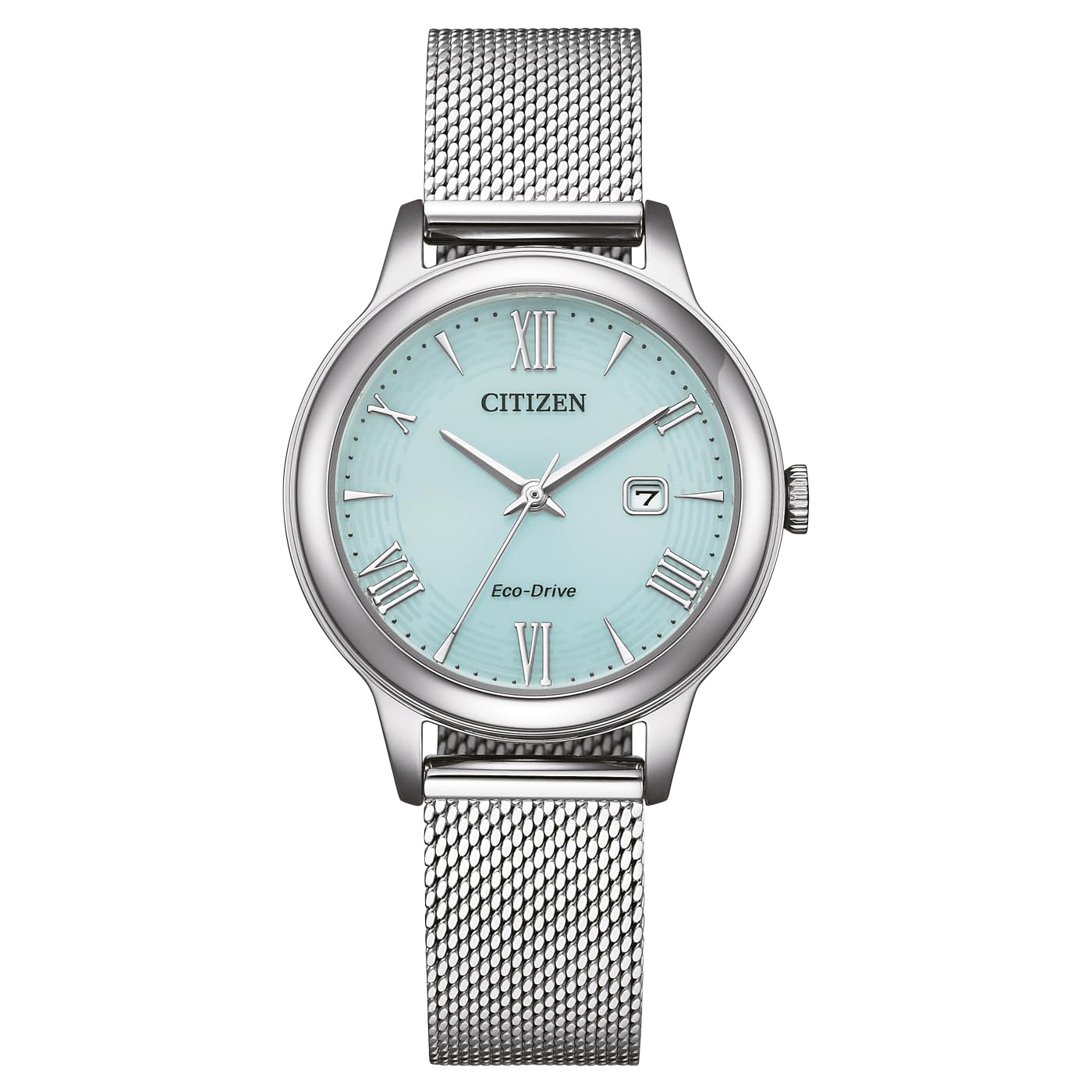 CITIZEN Eco-Drive solarny zegarek damski z taśmą siatkową ze stali nierdzewnej i datą w różnych wariantach