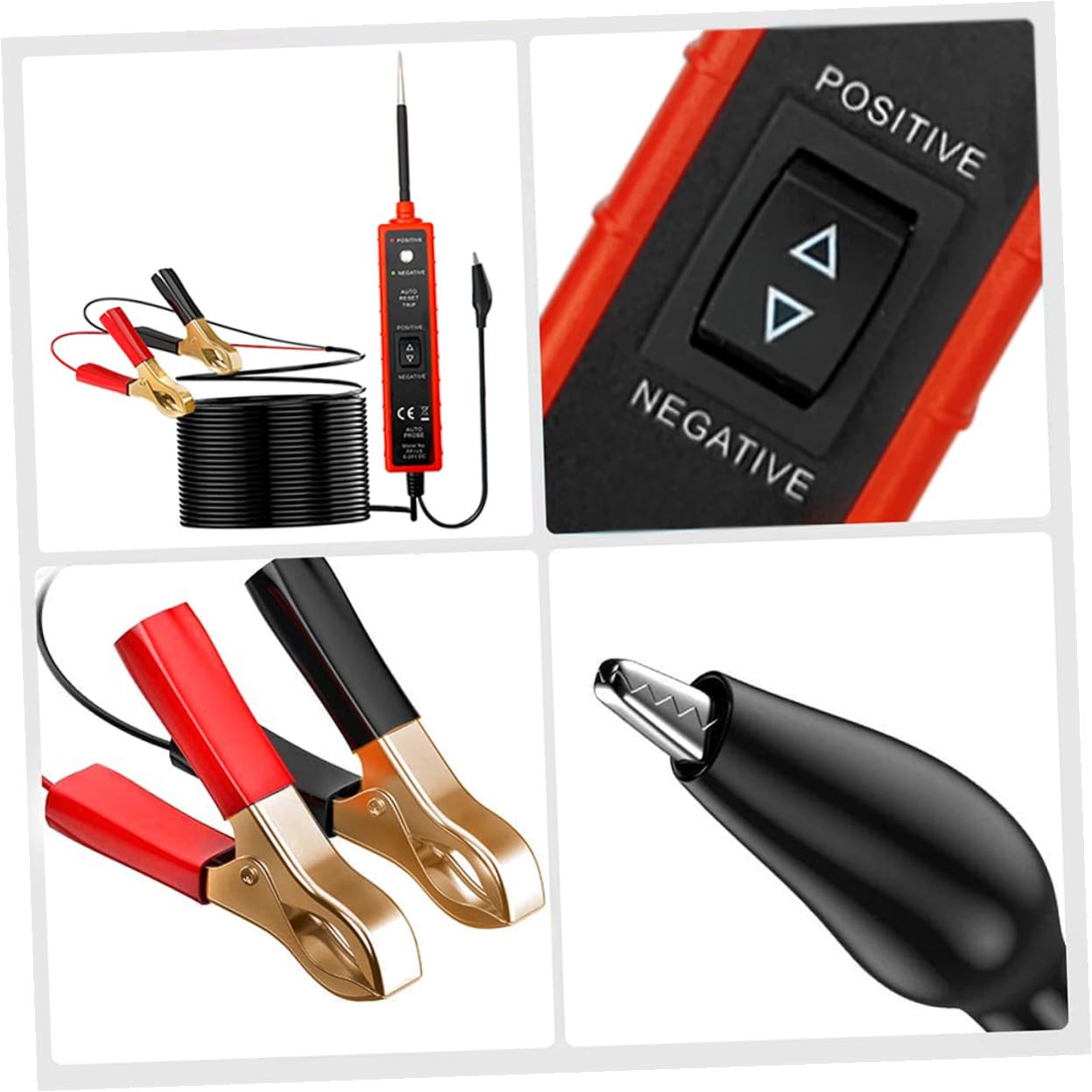 Probador Circuitos Automotrices con Pinzas Positivo y Negativo Tester Eléctrico para Diagnóstico y Localización de Fallos Sistemas Eléctricos de Vehículos Cable de Metros para