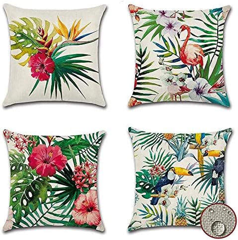 VIGVOG 4 Pack Decorative Double-sided Geometric Cushion Covers Waterproof Abstract Art Throw Pillow Covers Cotton Square Modern Pillow Case Garden Patio Bench Living Room Sofa Home Decor (Abstract-1)
