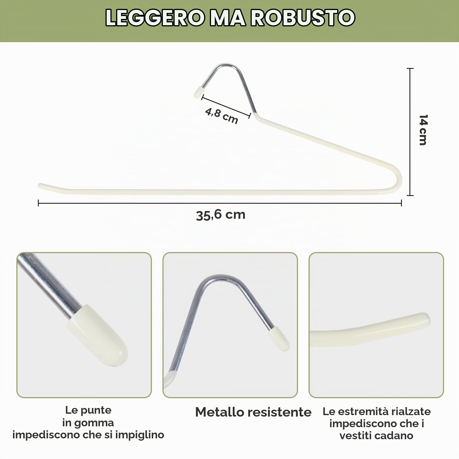 12 Pezzi Grucce per Pantaloni,Appendini per Pantaloni con Estremità Aperta con 5 Pinze, Antiscivolo Stand per Pantaloni Salvaspazio per Pantaloni, Jeans, Sciarpe, Asciugamani Bianco