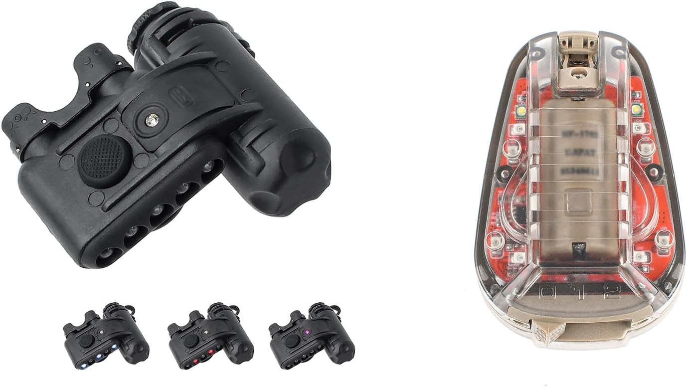 5 LED Beads Black Helmet Light with Red Light + White Task Lamp + IR Strobe Beacon & Tan Helmet Light Military 4 Modes with Red Light + White LED Lamp + IR Strobe/Constant Light