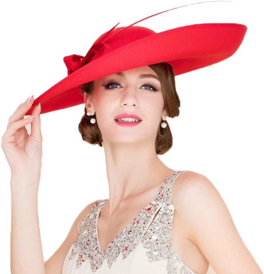 F FADVES Royal Ladies Sinamay Weddings Hats Fascinators Big Brim Kentucky Church Fedoras Hat - Image 2
