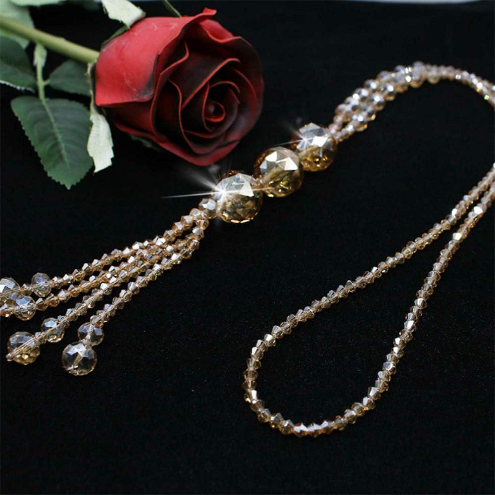 ABJFJE Hand Knotted Beads Endless Long Statement Necklace Glass Beads Ball Long Beaded Tassel Necklace Fashion Jewelry for Women Gift - Image 3