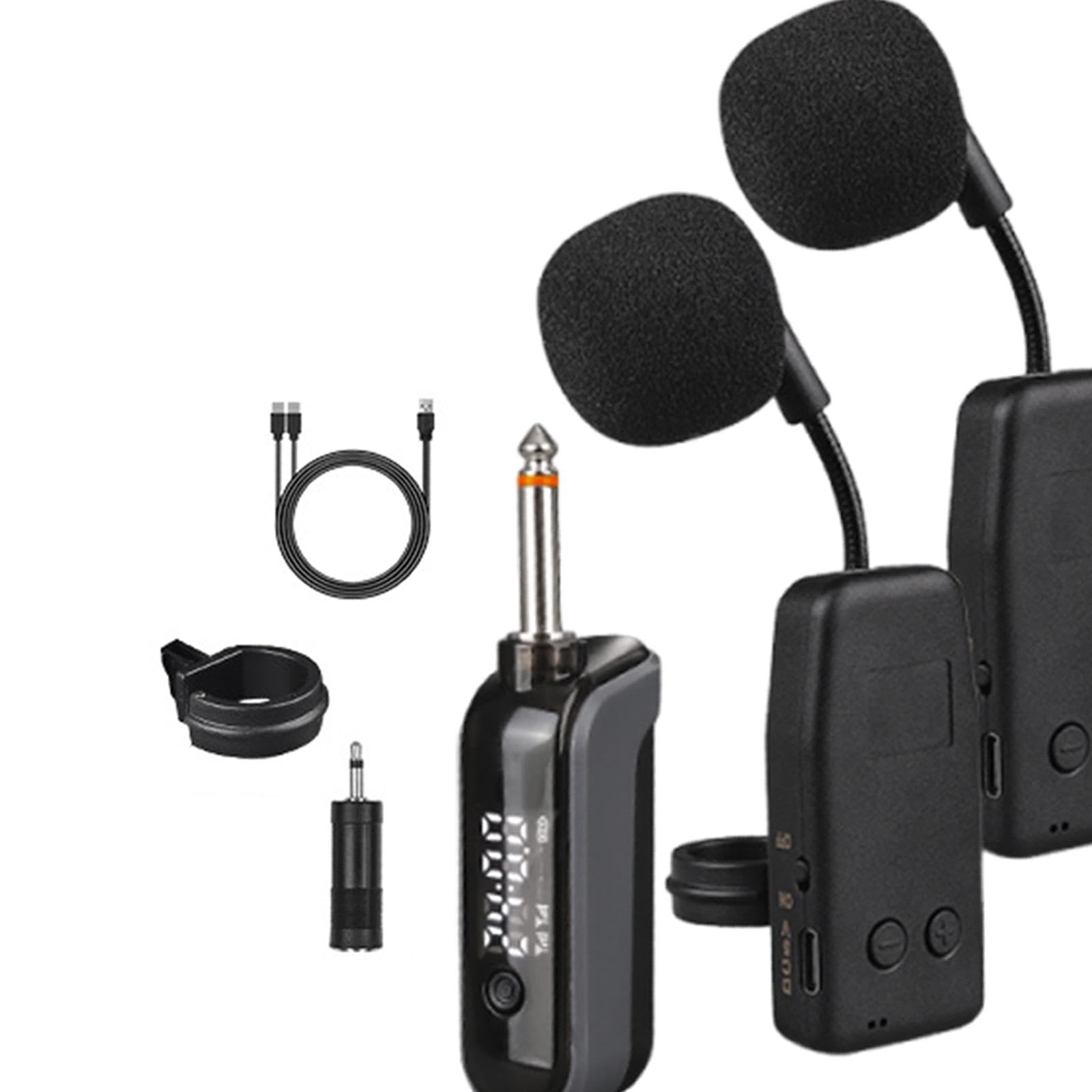 F Fityle di ripresa microfonica per strumenti Trasmettitore e ricevitore portatile leggero professionale per spettacoli dal vivo e concerti, 2 Microfoni