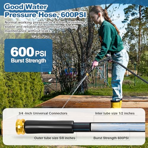 Image of Garden Hose 50ft Lightweight, Non-Expanding, Leak-Proof Metal Connector, No-Knot No-Tangle, Easy to Store and Carry, Wear-Resistant, 3 /4GHT Flexible Water Hose, Hose for Yard, Garden, Outdoor