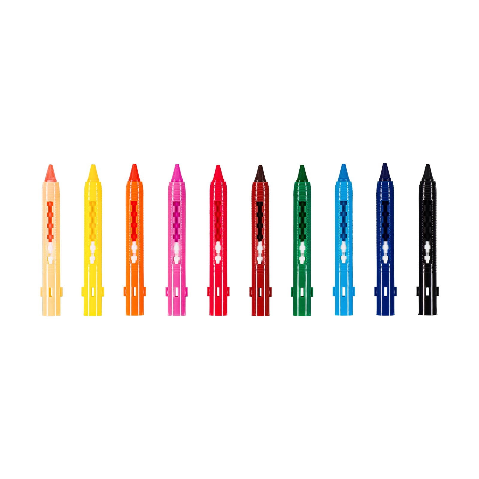 Idena – 10 Crayons De Cire Imperméables, Couleurs Vives – étui Coulissant Avec Clip – Boîte Plastique – Dès 3 Ans – Pour école Ou Maison