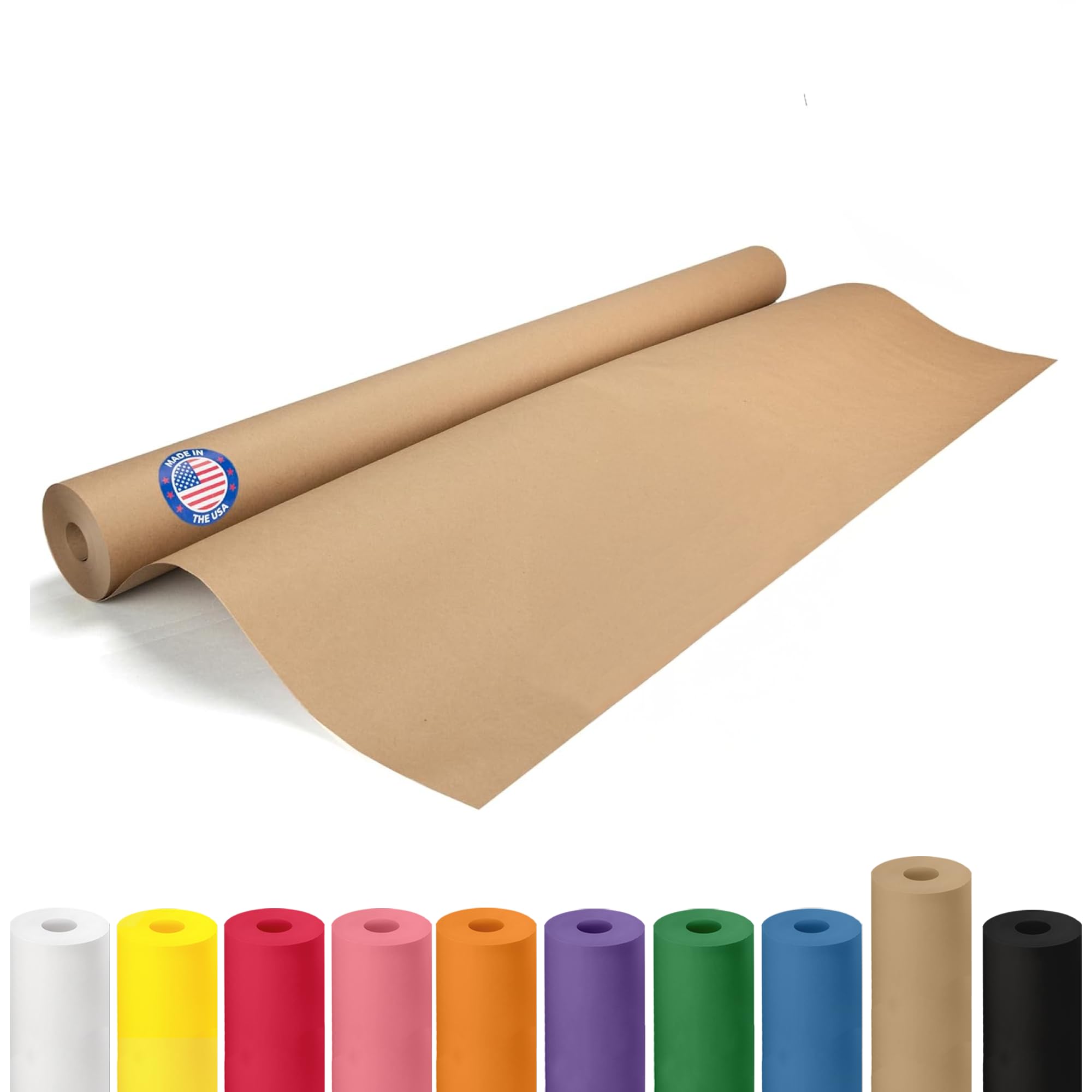 Rollo de papel marrón de 36 x 1200, 100 pies, fabricado en EE. UU., rollo de papel kraft grueso de 50 lb de grosor para embalaje, mudanzas, envíos, manualidades, material de envoltura artesanal 100 % natural reciclado de IDL Packaging.