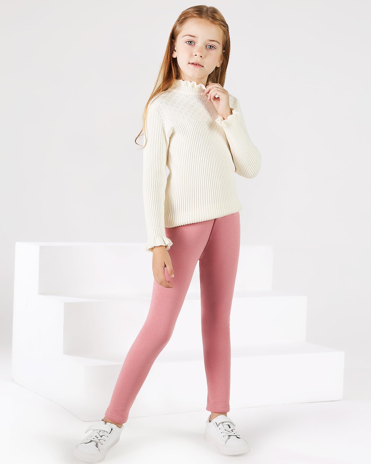 Adorel Leggings Térmicos Algodón Forros para Niñas Pack de 2 Gris, Rosa 5-6 Años (Tamaño del Fabricante 120)