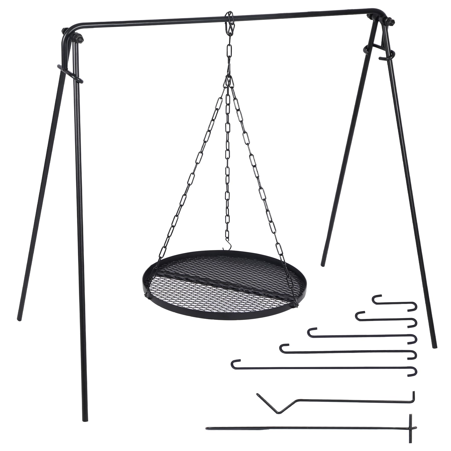 Amazon.com : REDCAMP Grill Swing Campfire Grill Stand with Iron Grill ...