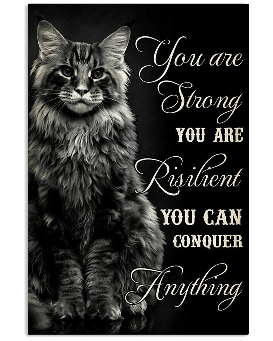 The Catyou are Strong You are Risilient You Can Conquer Poster Vintage Style Metal Wall Plaque Wall Decoration Metal Sign 8x12 inch