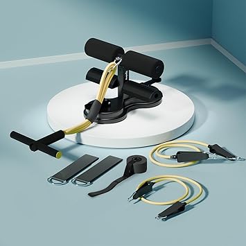 Lifelong Sit Up Bar with Double Suction Cup & Safety Lock For Stability | Tummy Trimmer Gym Equipment For Home Workout & Fat Burners | Comes with 2 Resistance Band, 2 Ankle Straps, 1 Door Attachment - image, photos