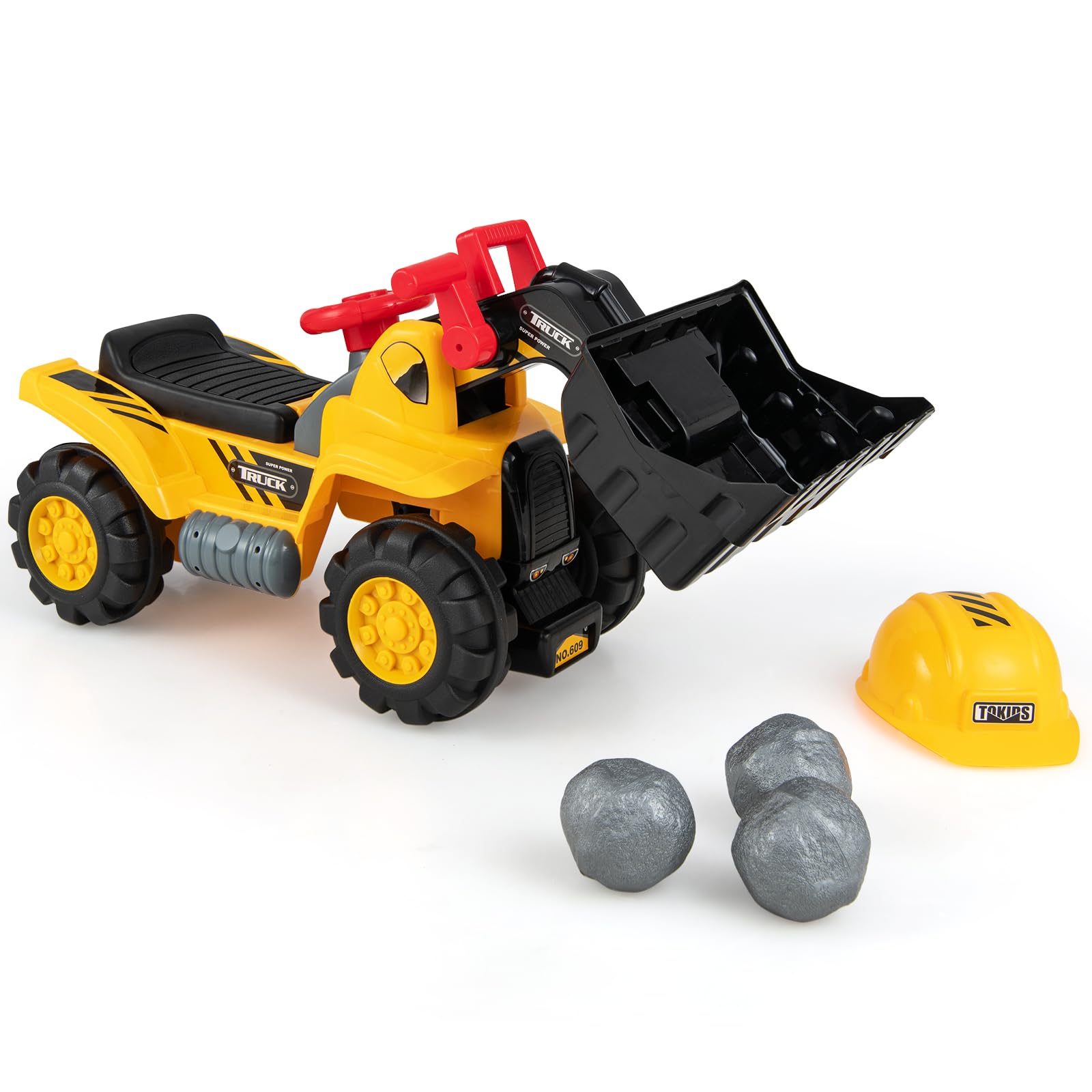 COSTWAY Escavatore Giocattolo Cavalcabile, Ruspa Elettrica Multifunzione con Suoni Realistici, Funzione Avanti e Dietro, Regalo per Bambini 3 Anni +, 85x45x30 cm (Stile 1)