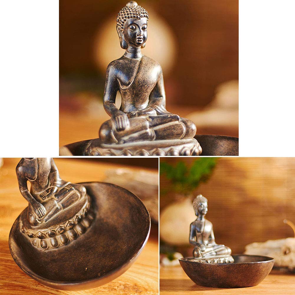 Amazon.co.jp: 禅仏像座仏彫刻収納ボックス石鹸箱家の装飾工芸品黒6.1