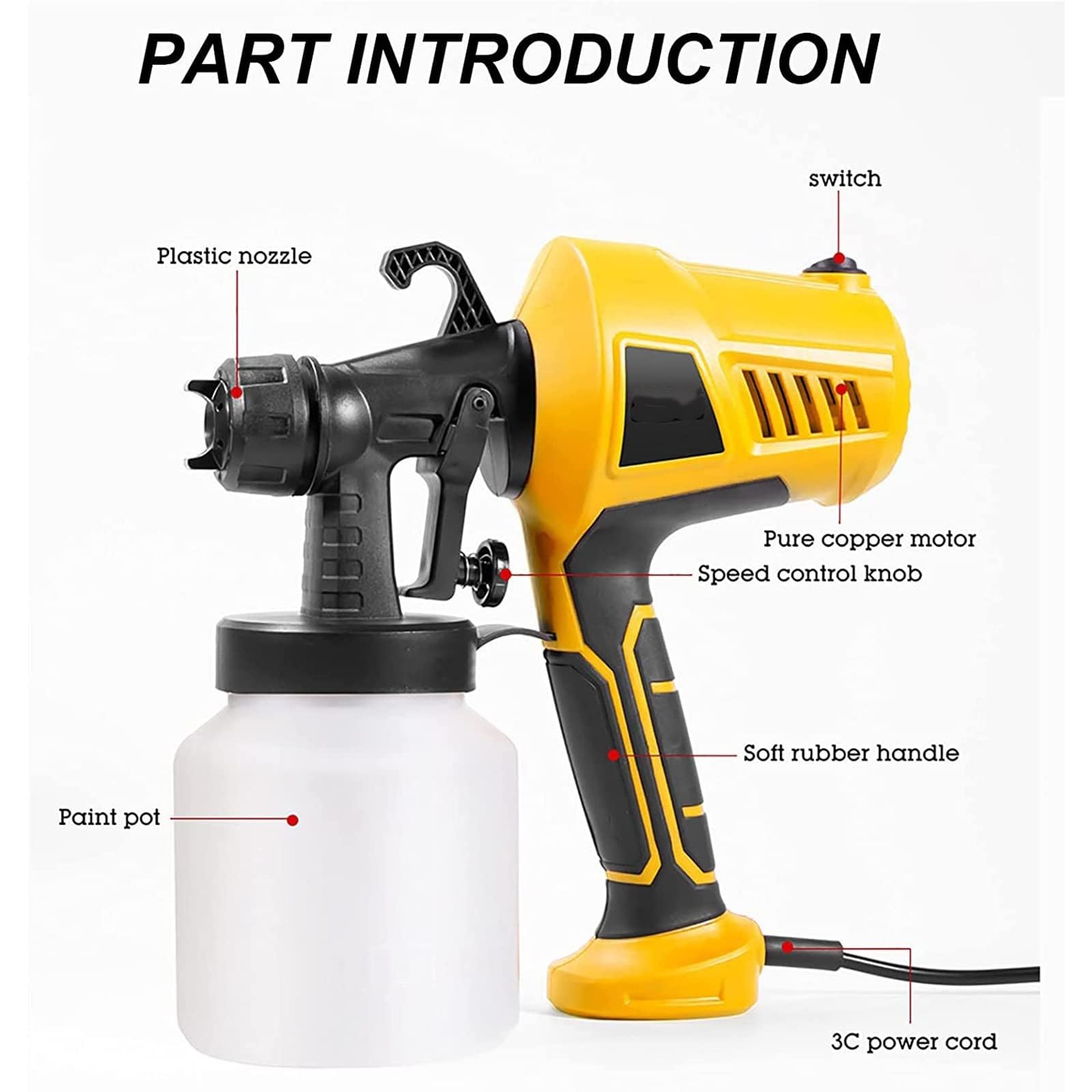 Pistola Pulverizadora De Chocolate De 500 W, Kit De Pistola Pulverizadora para Decoración De Pasteles, Flujo Ajustable/3 Modos De Pulverización, Extraíble, para Decorar Pasteles,Orange