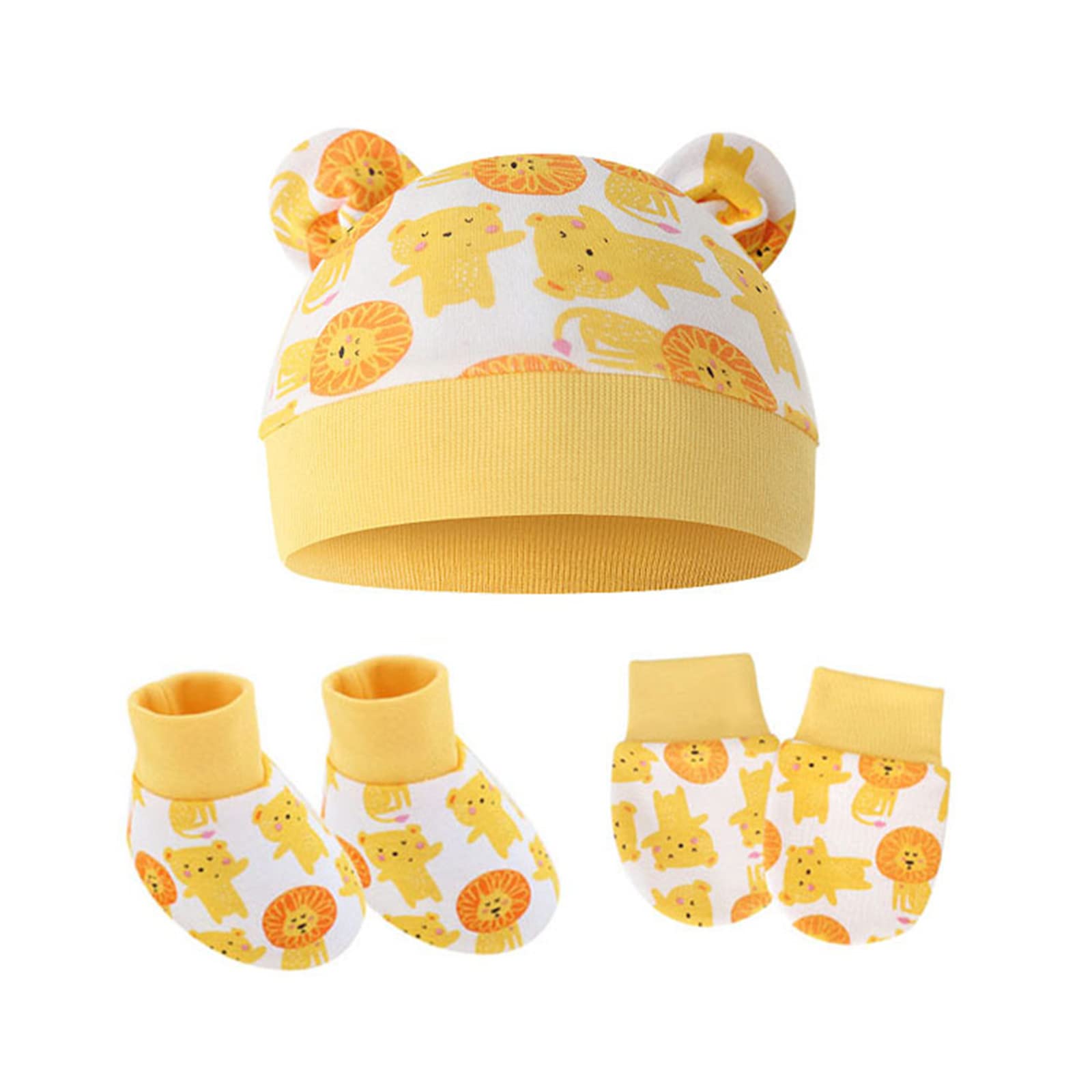 MHADBKH Newborn Baby Mittens Newborn Cap Beanies Gloves Sock Set No Scratch Anti No Mittens
