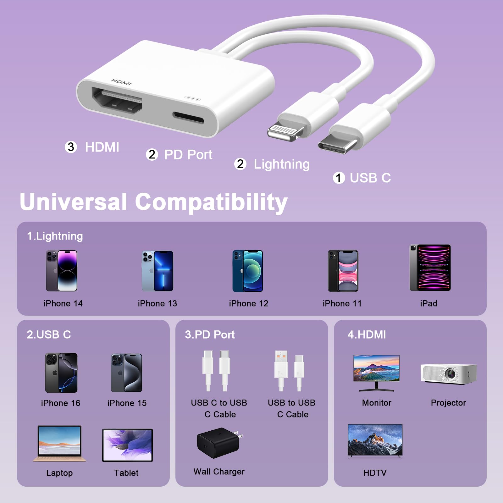Amazon.co.jp: iPhone 17 16 15 14 13 12用 2イン1 Lightning&USB-C