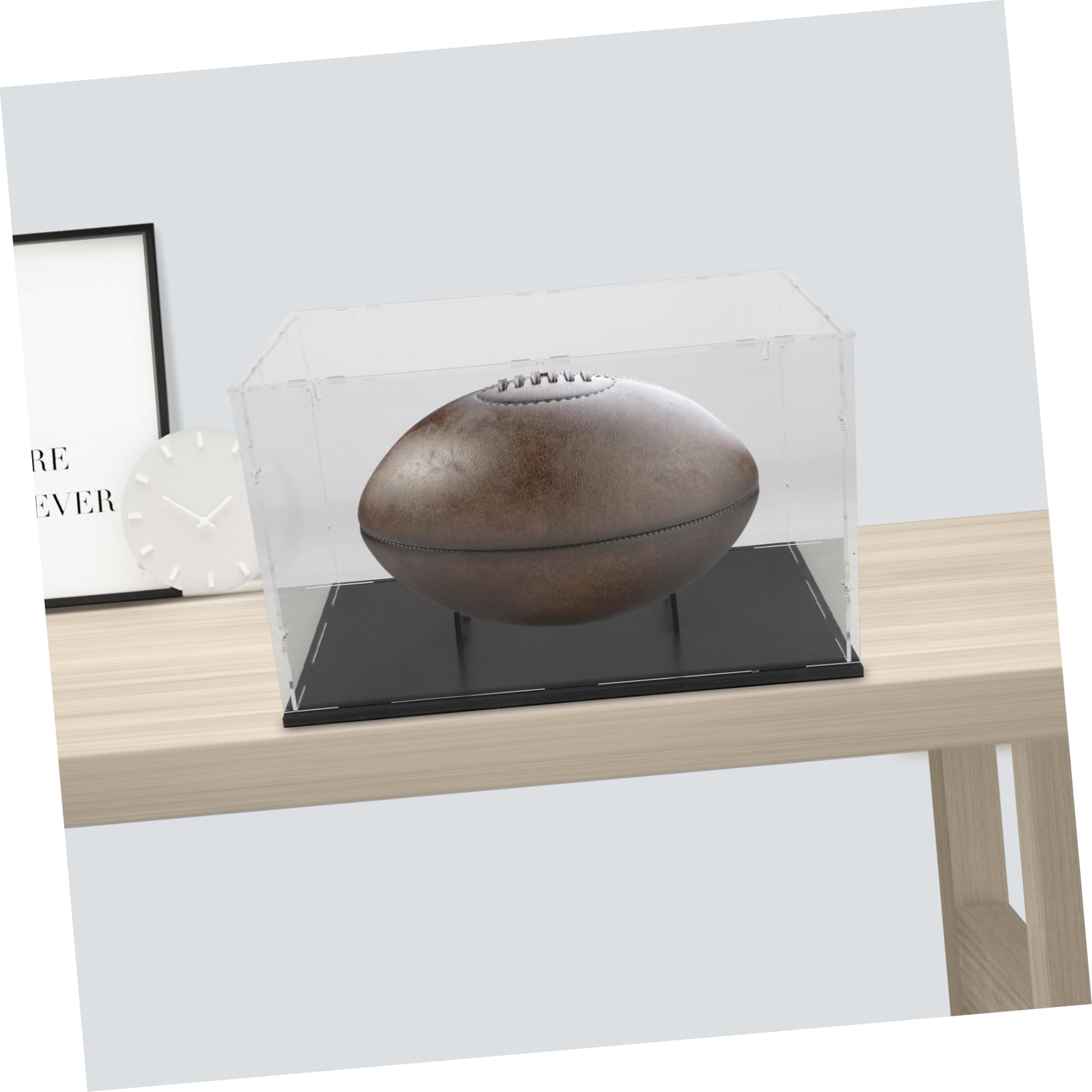 Luxshiny Vitrina Acrílica Transparente para Balones de Rugby y Béisbol con Diseño Desmontable y Almacenamiento Antipolvo Adecuado Hogar y Áreas Deportivas