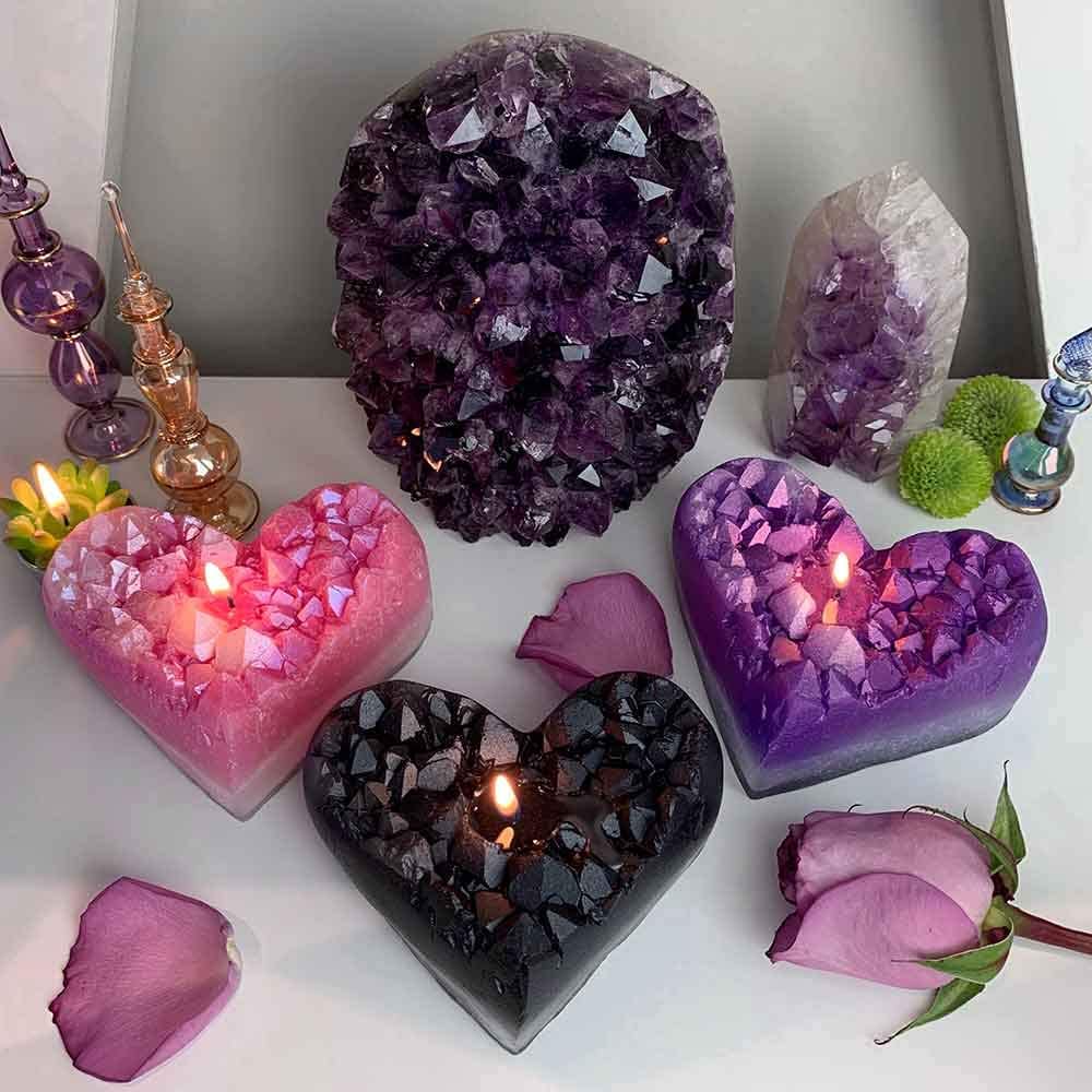 I AM HERE NOW ペンダント Amazon.com: Zen Den Crystal Series - Geode Shaped Heart