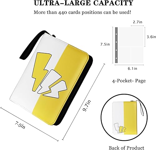 Miniatura 4 de Carpeta de tarjetas para tarjetas, 4 bolsillos, 440 bolsillos, álbum portátil de coleccionista de tarjetas con 55 fundas extraíbles, tarjeta de