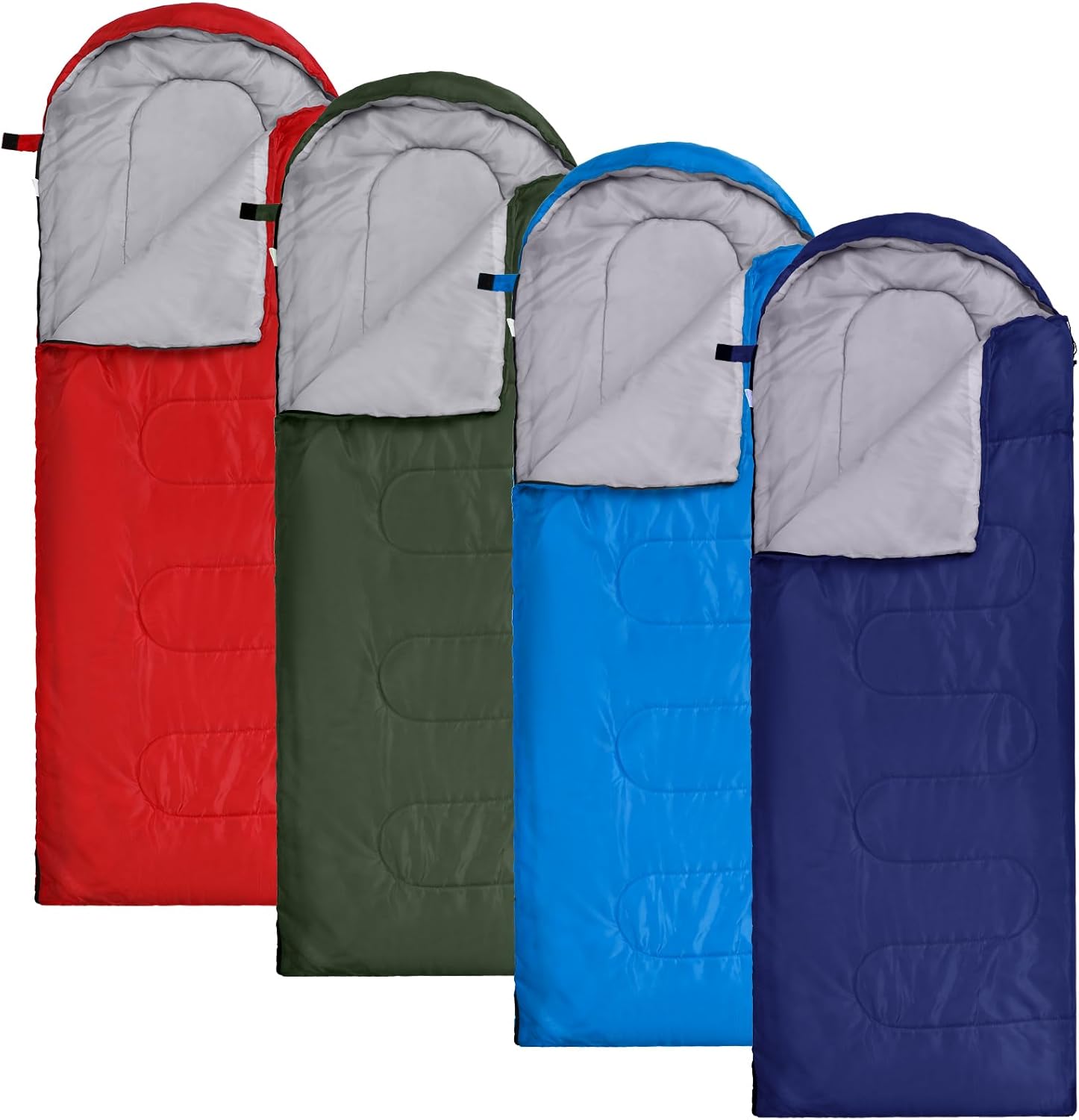 Macarrie 4 Pcs 0 Degree Camping Sleeping Bags Bulk for Adults 4 Season Warm Cold Weather Sleeping Bags with Compression Sack Lightweight Portable Waterproof for Backpacking Hiking Outdoor Multicolor