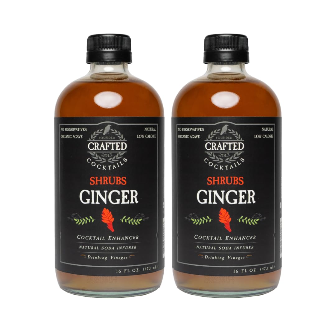 Crafted Cocktails - Ginger Shrubs - 2 Pack - Use as cocktail enhancer, soda flavoring, or culinary ingredient
