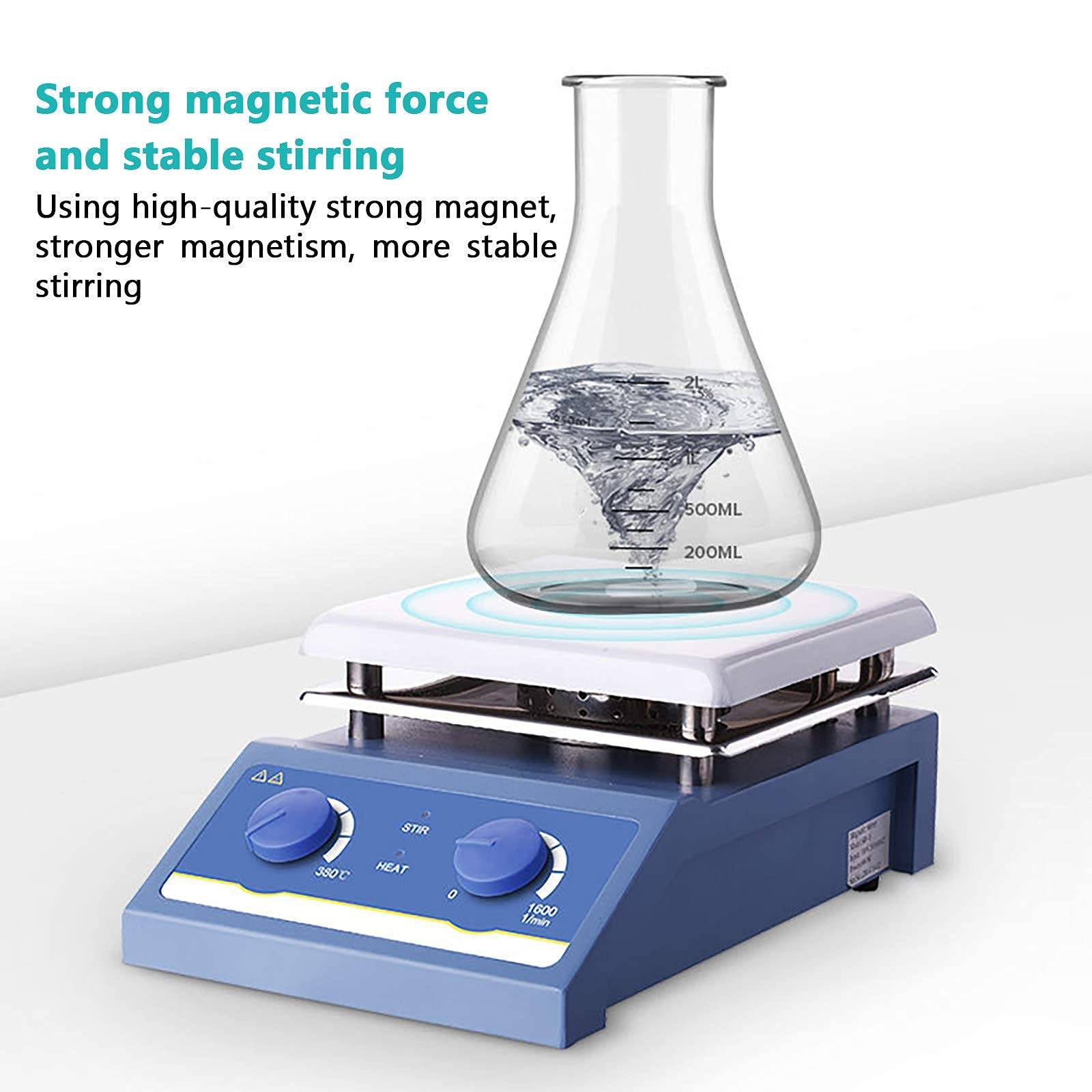Agitador MagnéTico De Laboratorio, Mezclador MagnéTico De Placa Caliente para Calentar Y Agitar, Capacidad De AgitacióN De 1 L / 3 L / 5 L, 0~1600 RPM, Temperatura Ajustable,5000ml