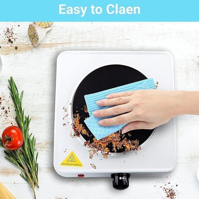 Image of Portable Electric Hot Plate, 1000W Single Burner, Adjustable Temperature Control, Flexible Precise Table Top,Camping, Caravan,Heavy Duty Cooking, 4 Heat Settings, Compact Durable