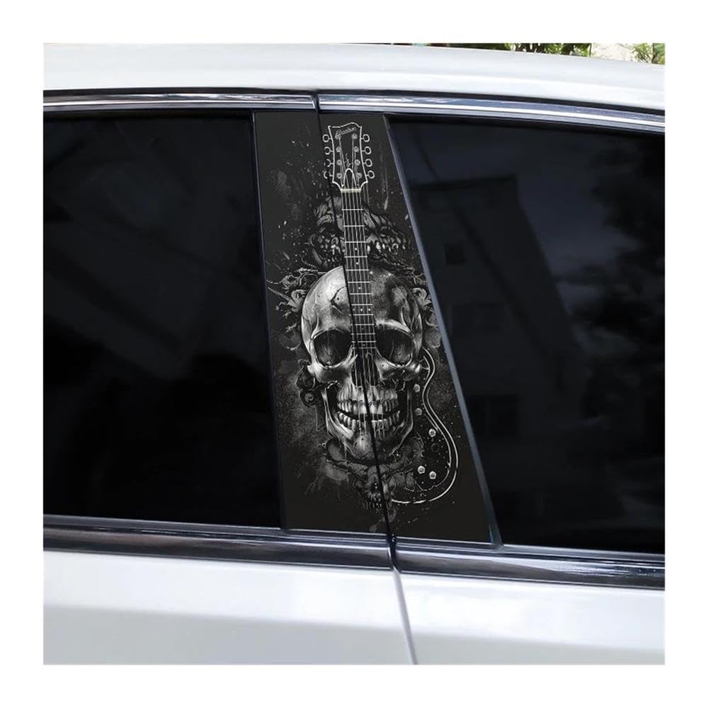 Body Parts 2pcs Car Center Pillar Sticker Colorful Skull Auto B-Pillar Waterproof Protective Film(Type A)