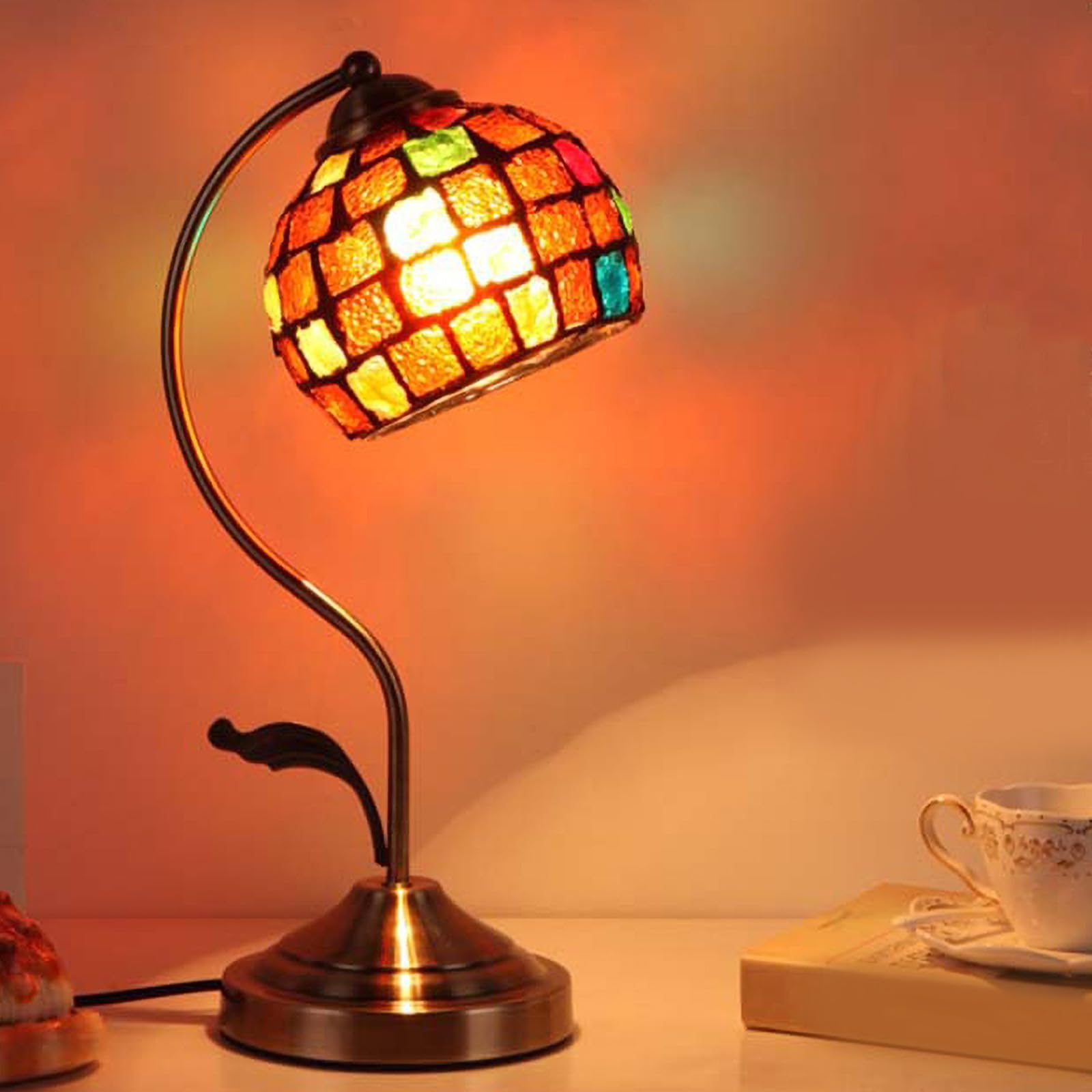 Paralume Lampada da Tavolo Retrò in Vetro Mosaico E26 E27