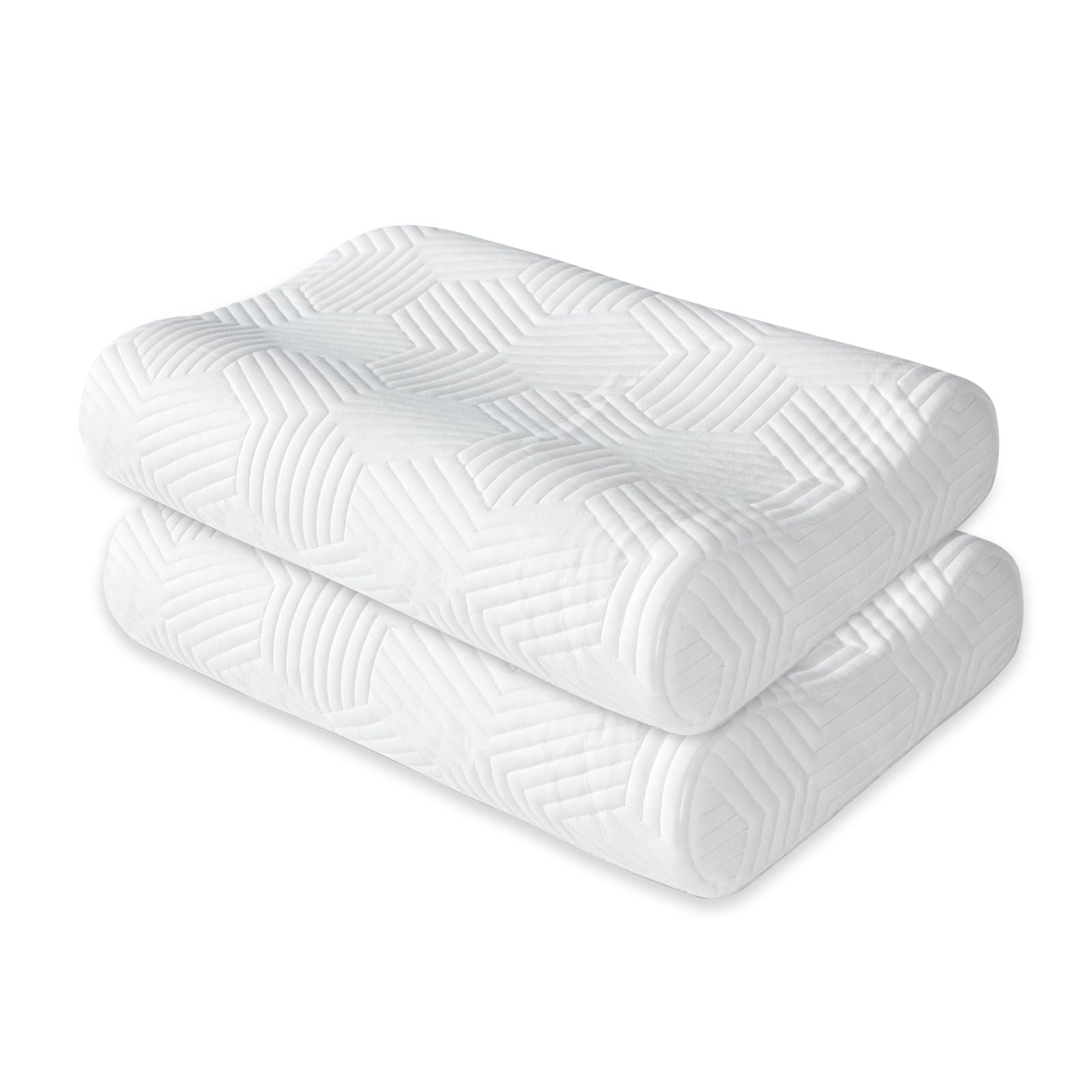 LAMB Cuscino in memory foam, regolabile in altezza, cuscino per collo, cuscino di sostegno del collo, cuscino ergonomico cuscino anti russare con coperchio rimovibile, set di 2