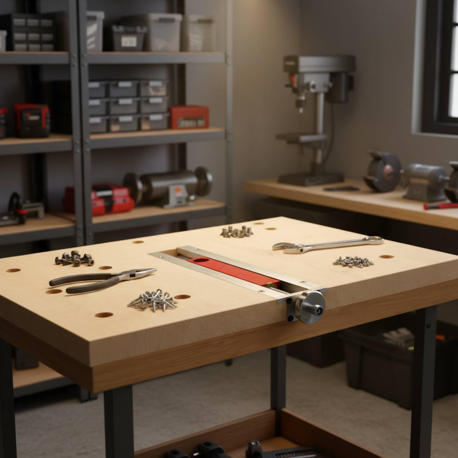 Sharplace de Banco para Carpintería Abrazadera de Mesa Tornillo de Cola Empotrado a Ras Mecanismo Preciso Aleación de Aluminio Adecuada para Ahorro de Espacio en Talleres