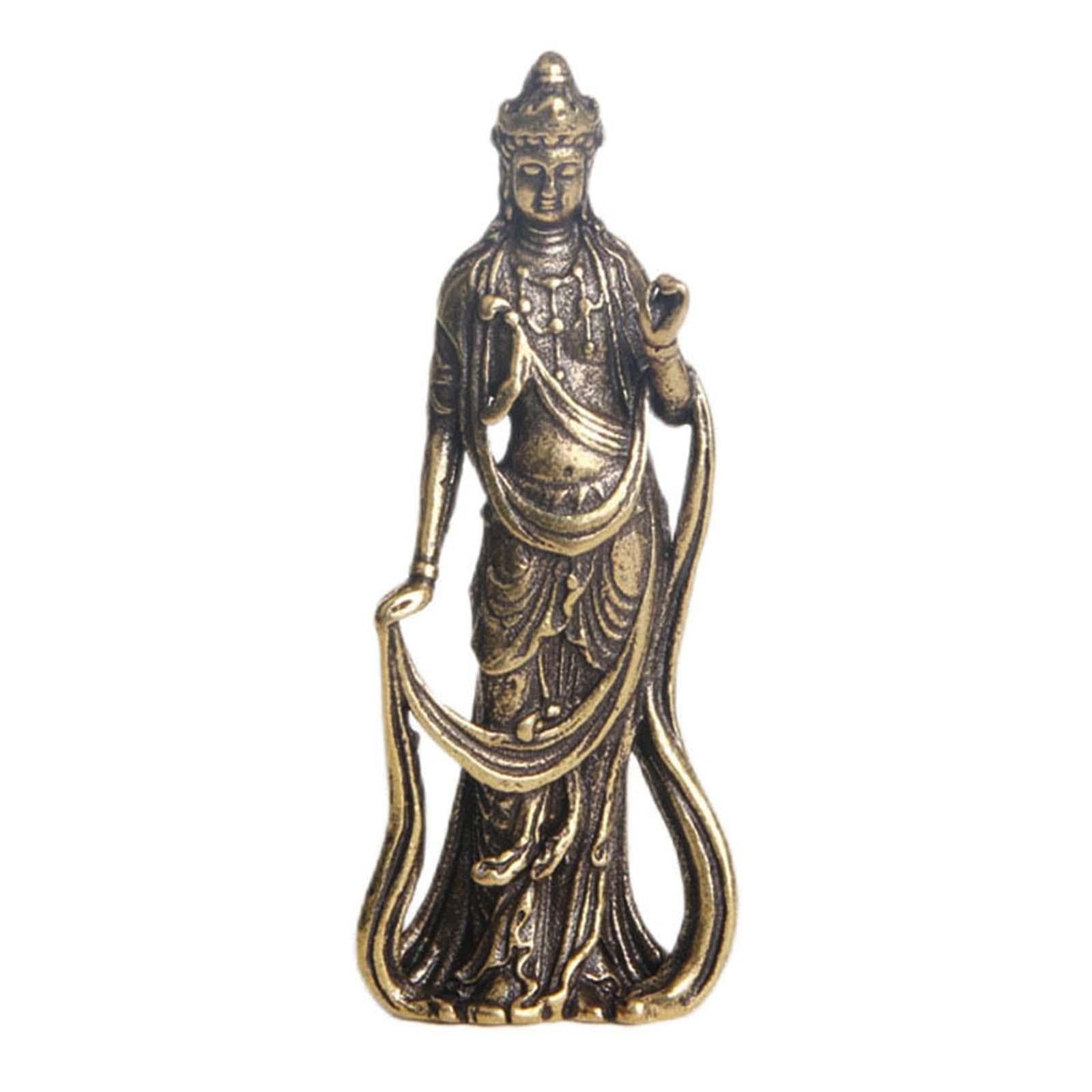 TWISAXC Style Tea Room Sculpture Kung Fu Tea Pet Model Exquite Brass Guanyin Figurine Old Fashioned Graceful In Lines