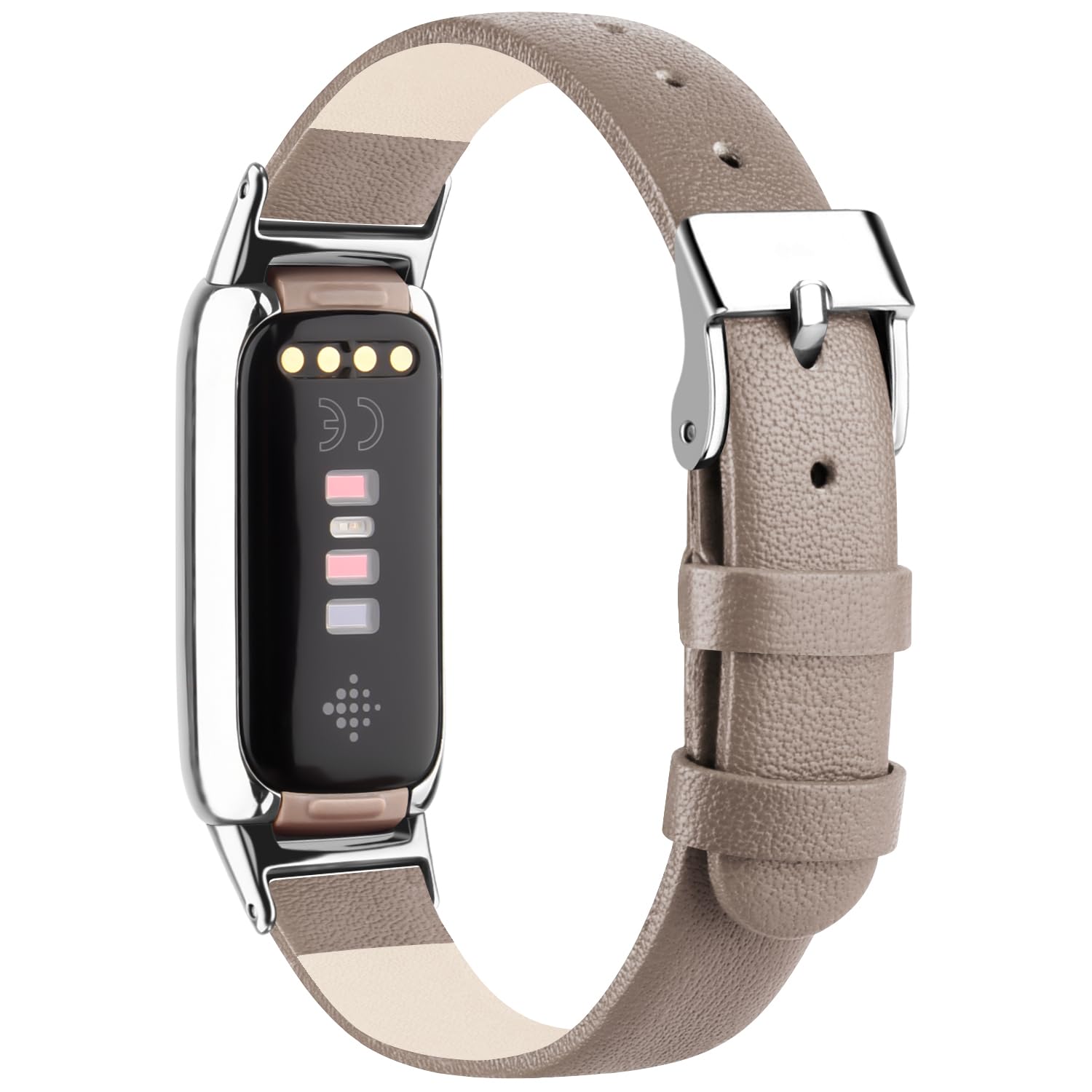 Mugust Straps Compatible with Fitbit Luxe Leather Strap for Women Men Leather Adjustable Sport Replacement Wrist Bands for Fitbit Luxe Only (Gray) - Image 2
