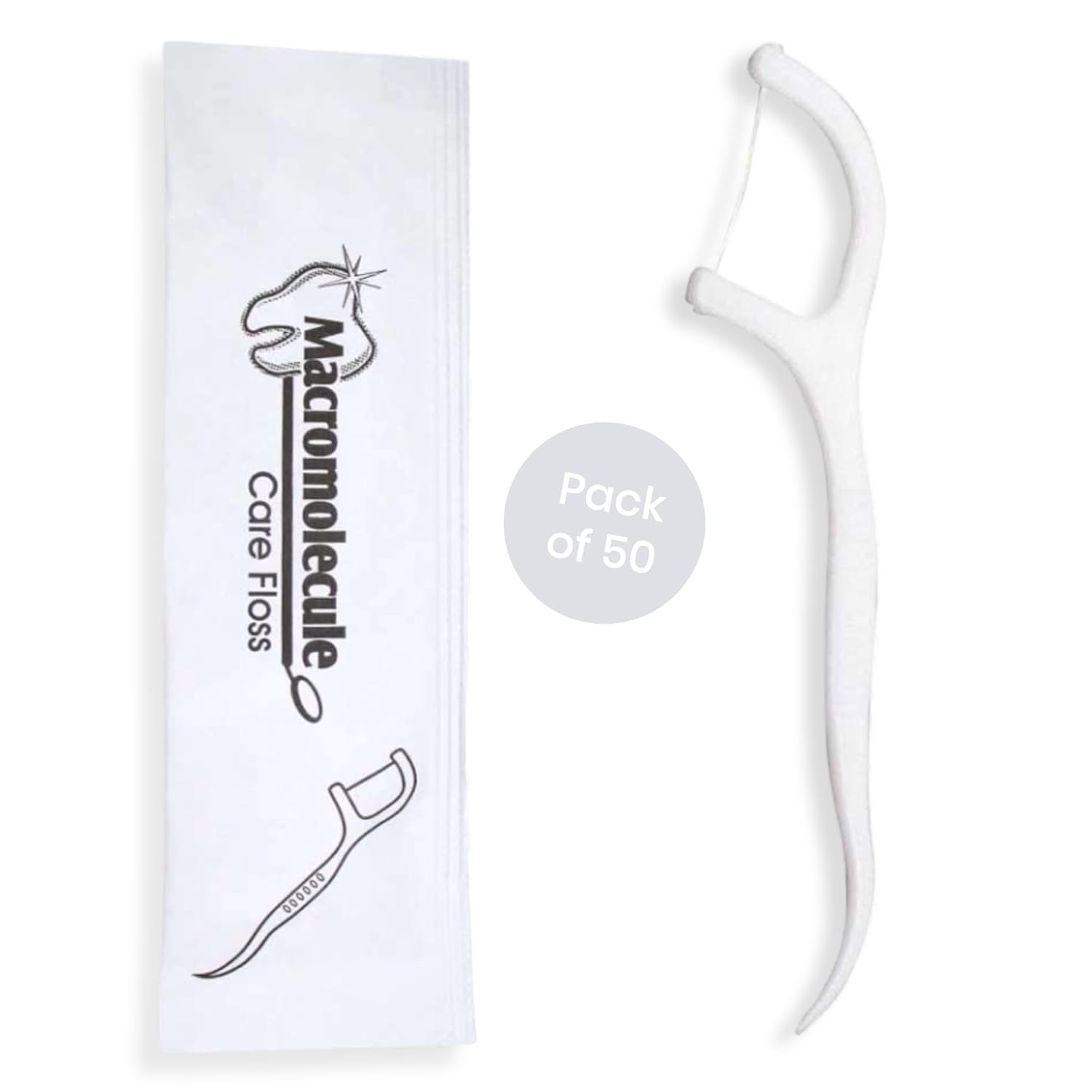 Dental Floss Picks Pack of 50 - Individually Wrapped Oral Care Flossers for Adults Kids - Travel Dental